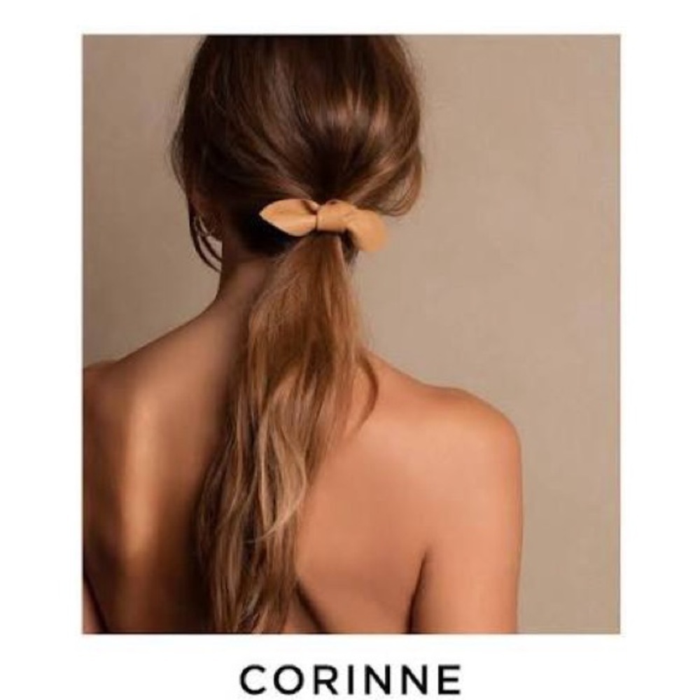 Anthropologie Corinne Leather Tan Hair Bow New